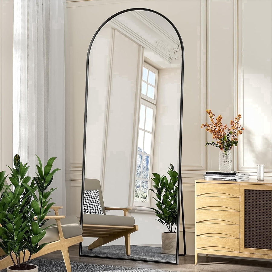 Antok 71"x 26.2" Arched Full Length Mirror Standing Floor Mirror Stand Up Mirror, Black Frame
