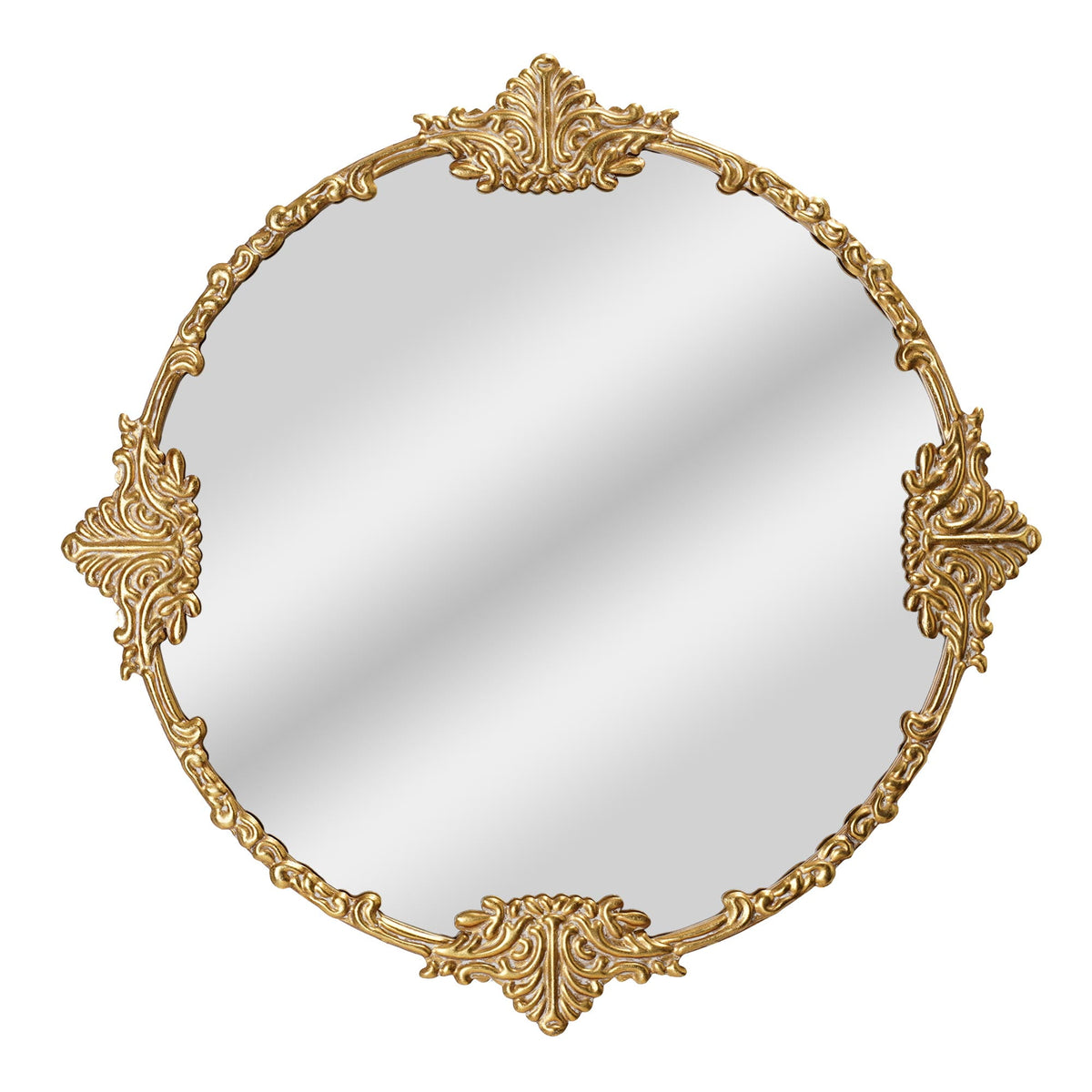 Beautiful by Drew Barrymore Round Ornate Gold Frame Wall Mirror