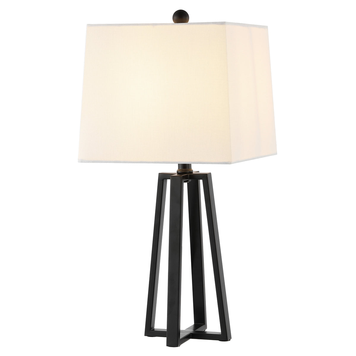 SAFAVIEH Acosta 21 in. Glam Black Iron Table Lamp with White 100% Cotton Shade