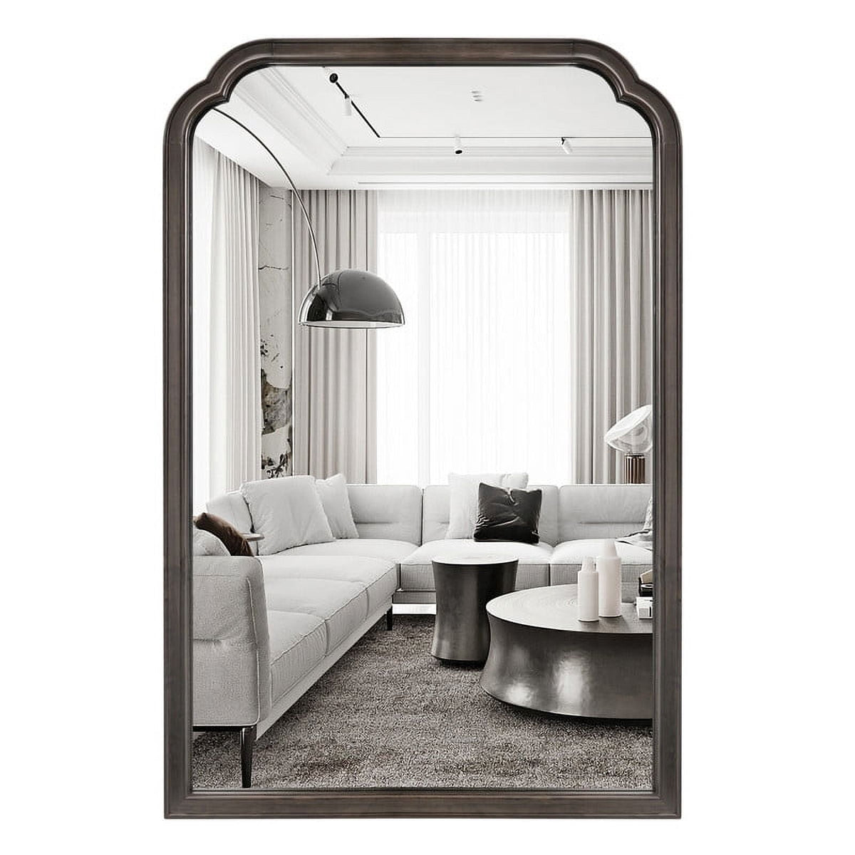 Illumira Rounded-Arch Wood-Framed Wall Mirror