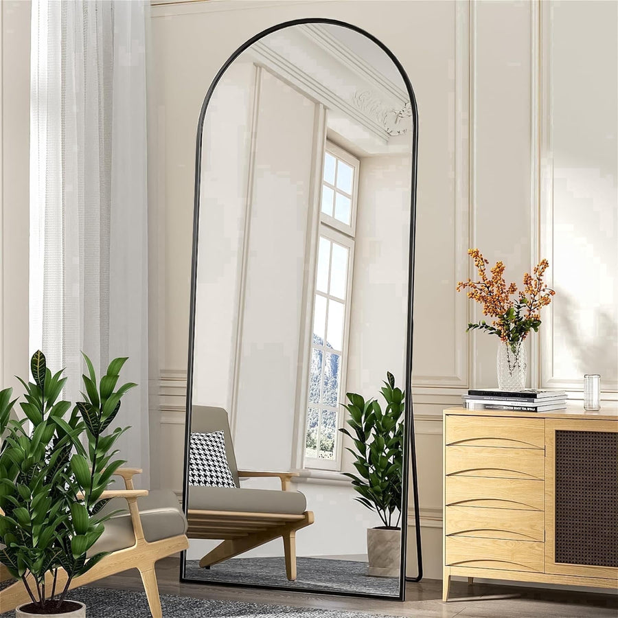 Antok 71"x 26.2" Arched Full Length Mirror Standing Floor Mirror Stand Up Mirror, Black Frame