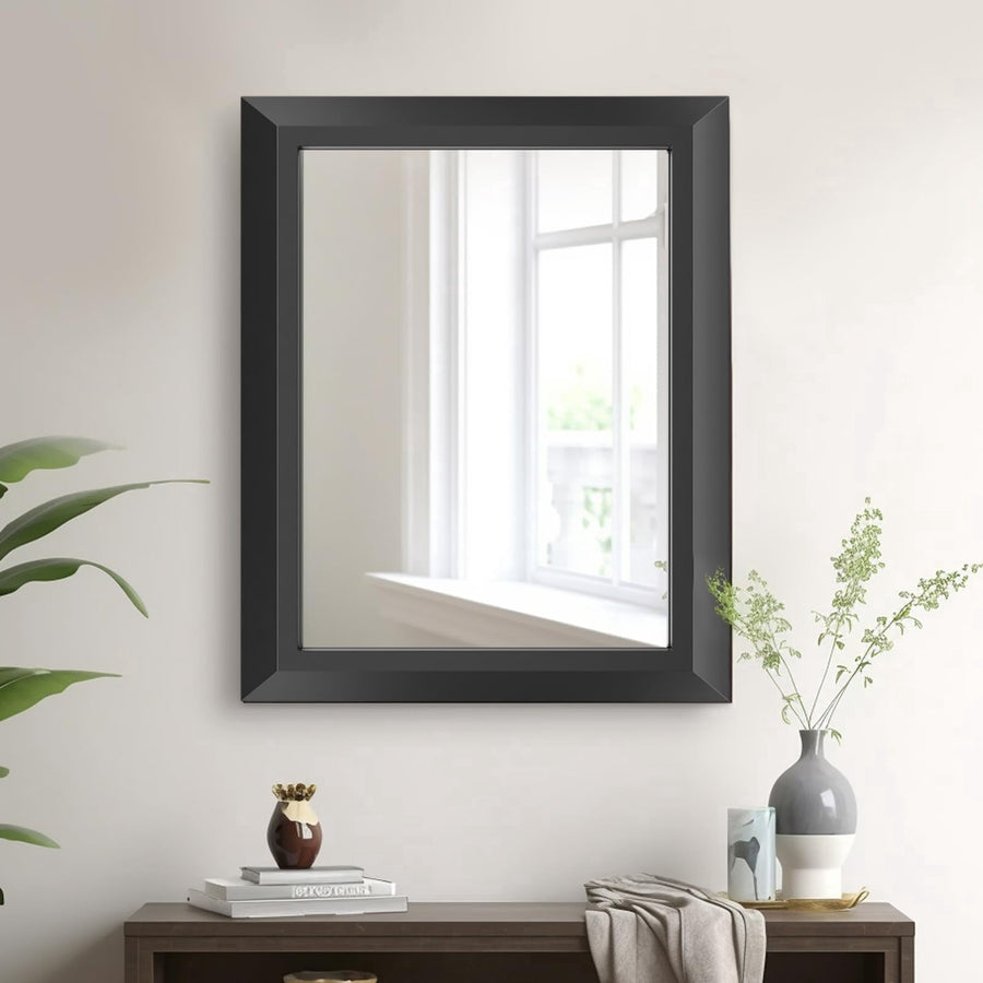 GODCHAR 20"x16" Shatterproof Bathroom Wall Mirror Metal Framed, Black