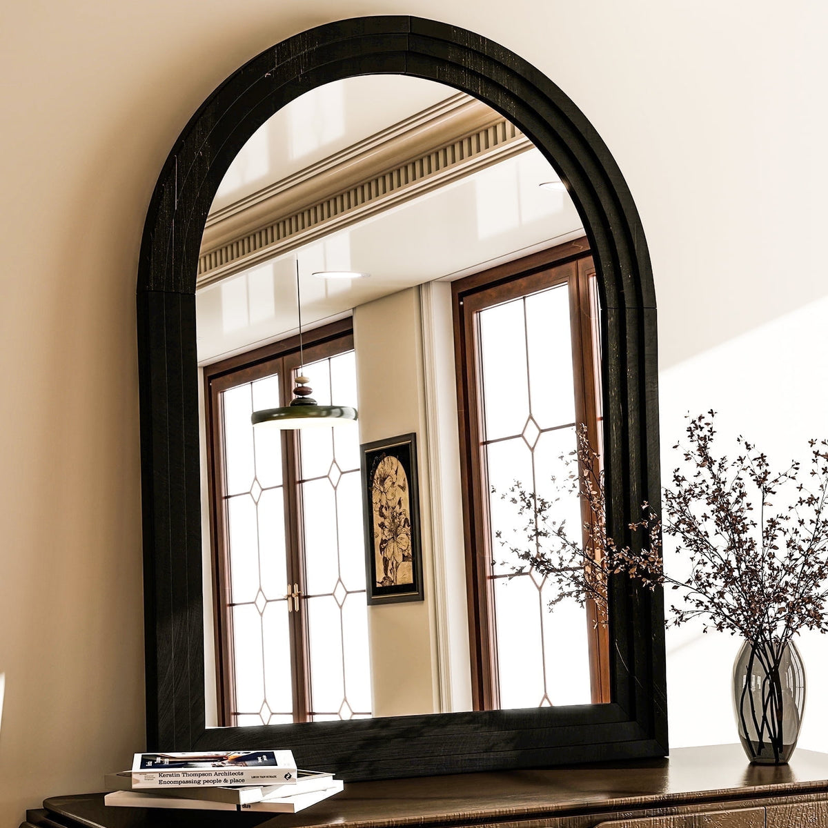 Illumira Arched Wood-Framed Wall Mirror