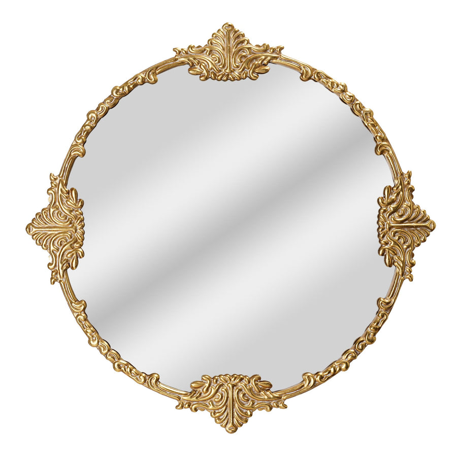 Beautiful by Drew Barrymore Round Ornate Gold Frame Wall Mirror