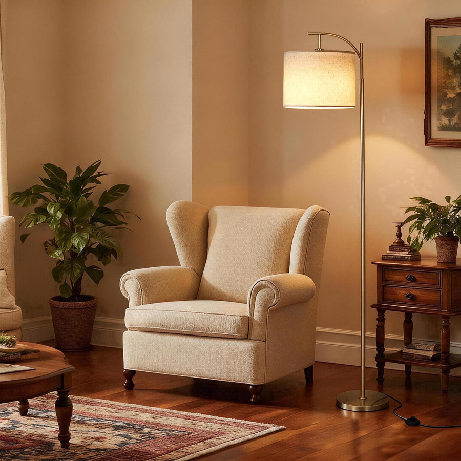 Coliware 61” Gold Arc Floor Lamp, Modern Arched Standing Lamp with Foot Switch 3 Color Temperatures, Tall Pole Lamp