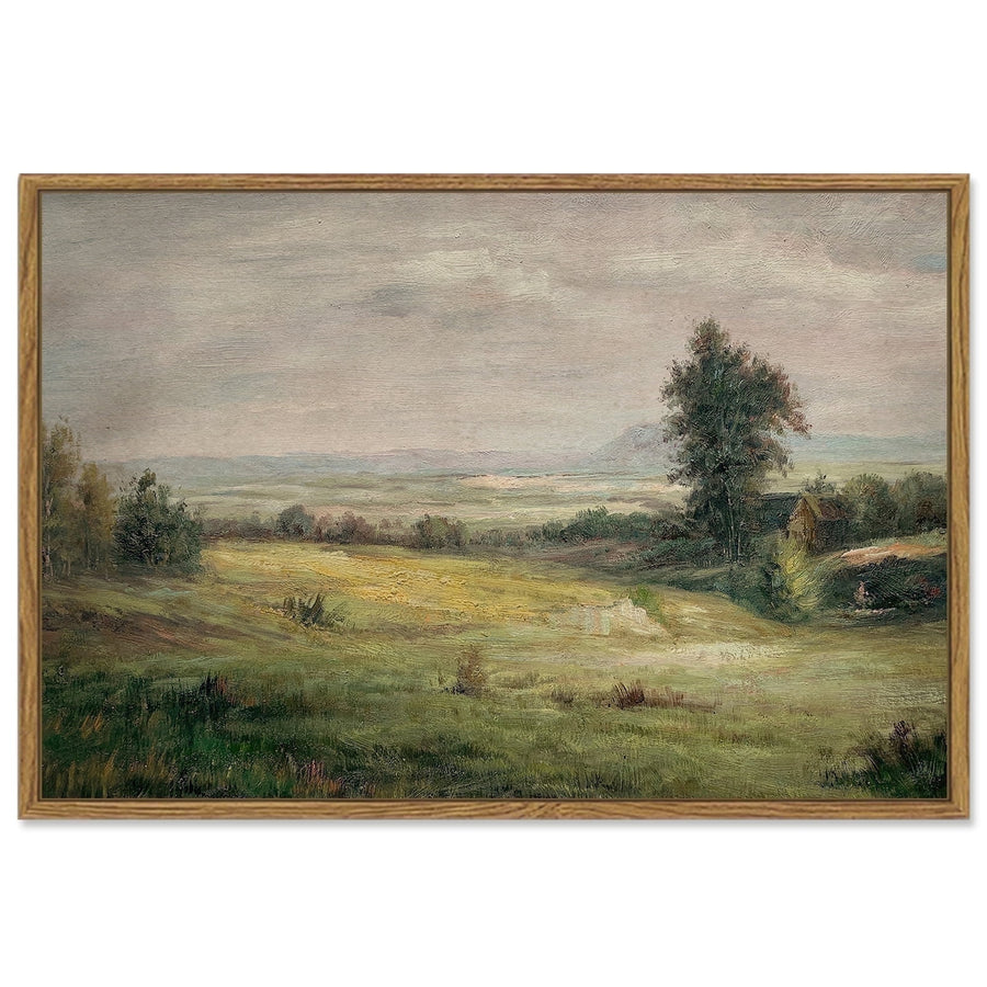 Drsoum 16x24in Vintage Classical Paints Landscape Canvas Wall Art The Vast Grassland Room Decor - Natural Framed