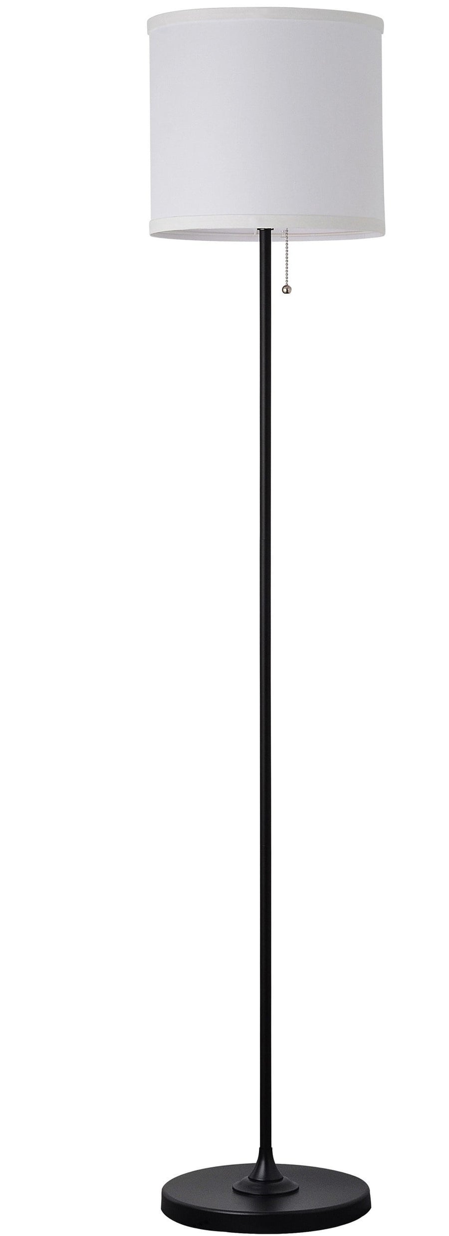 Mainstays 56.5 Inch Black Floor Lamp with White Fabric Shade