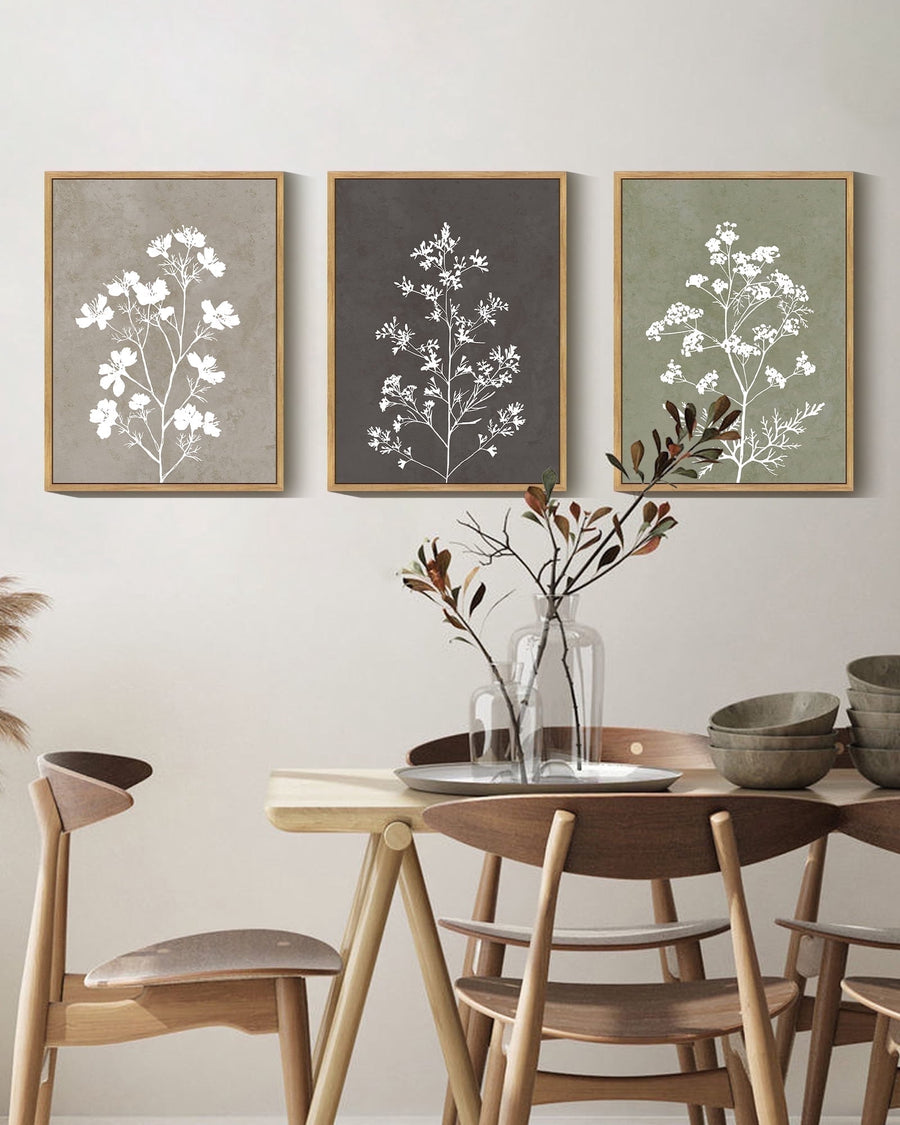 Flower Framed Wall Art 11x14in3pcs Natural Framed Vintage Floral Minimalist Wall Hanging Decor Farmhouse Colorful Botanical Prints Artwork for Office