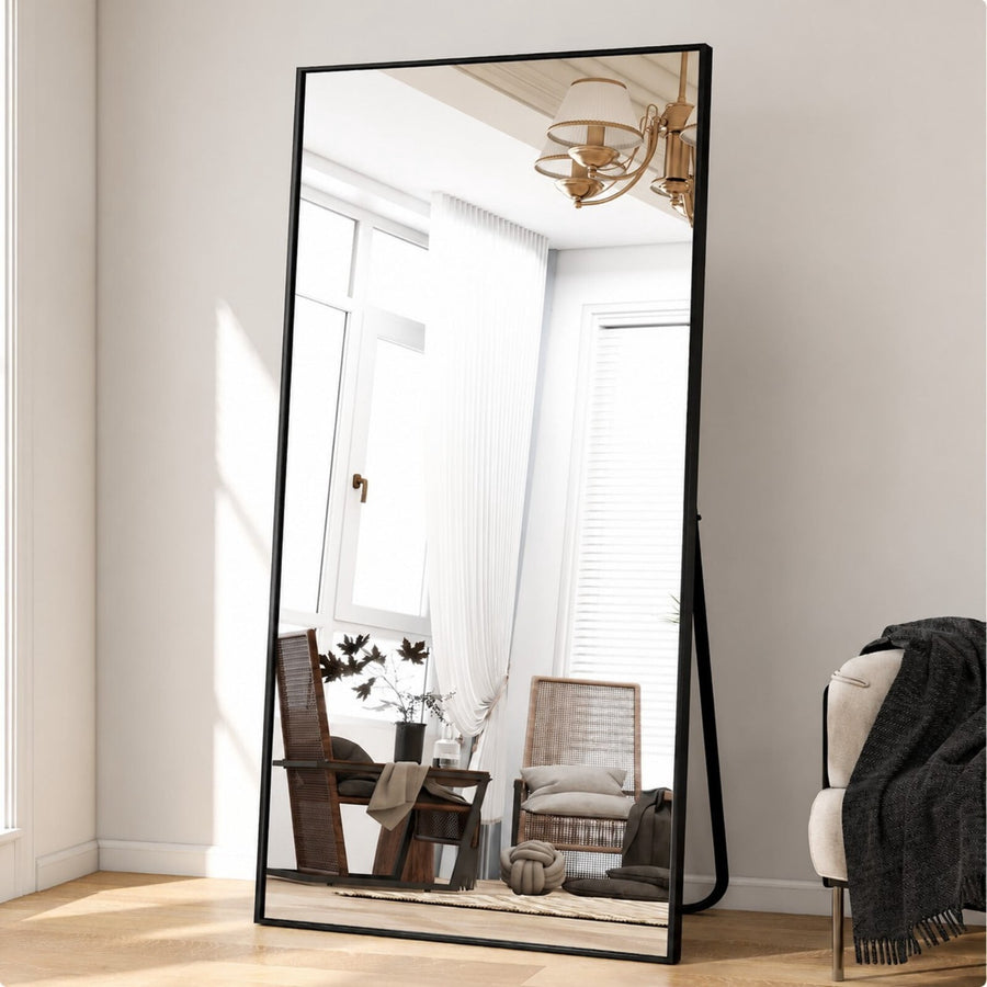Lumora 76"x 34" Full Length Mirror with Frame Large Wall Mounted or Leaning Floor Mirror, Black