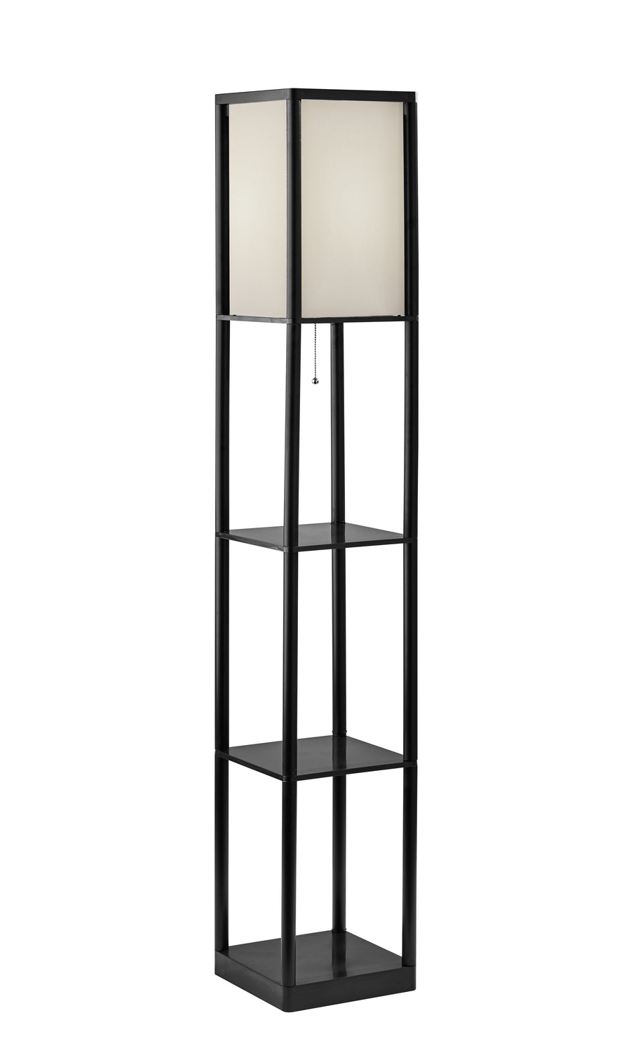 Mainstays 62 in Floor Lamp with Black Plastic Shelves and White Fabric Shade