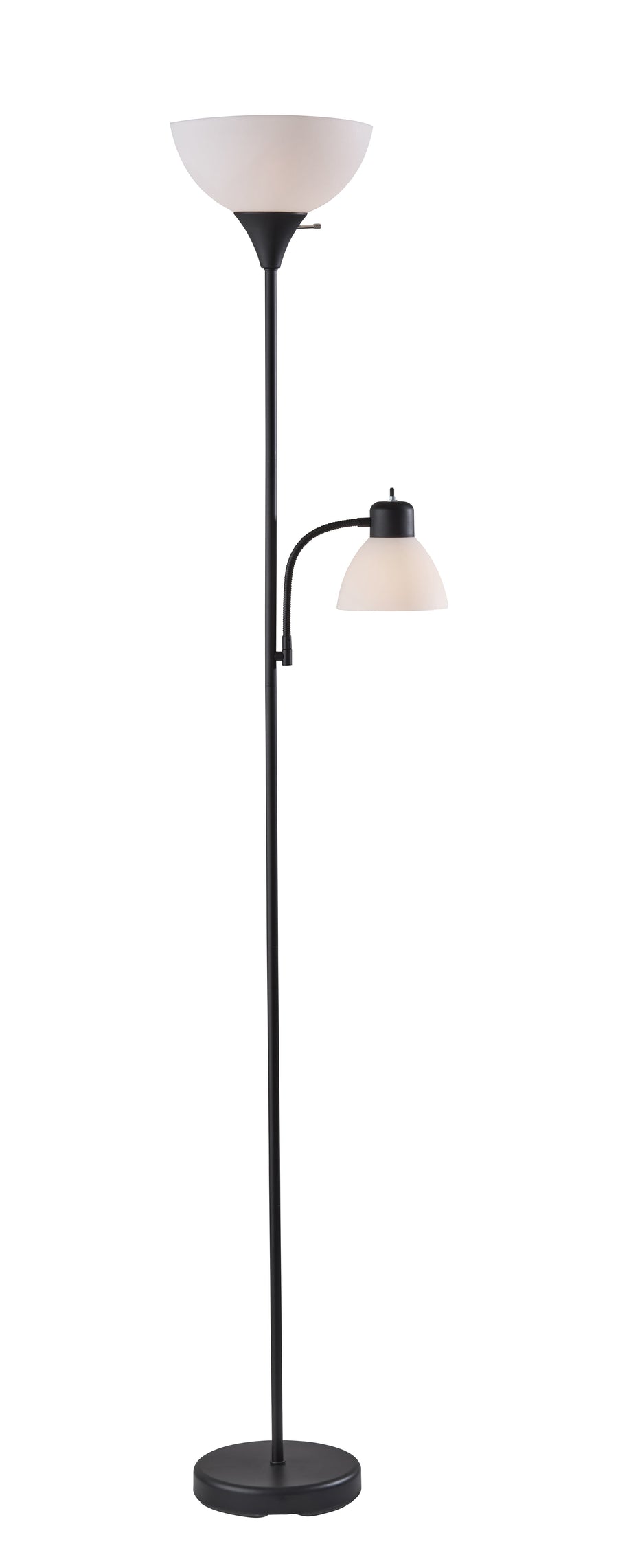 Mainstays 72 in Black Combo Floor Lamp with Adjustable Reading Lamp