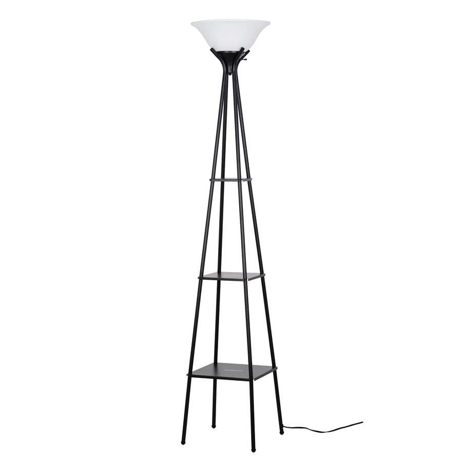 Mainstays Metal Etagere Floor Lamp with Shelves, Charcoal Finish
