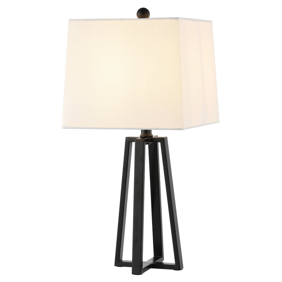 SAFAVIEH Acosta 21 in. Glam Black Iron Table Lamp with White 100% Cotton Shade
